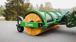 SAMI road sweeper HW-2700 on a John Deere 6R tractor