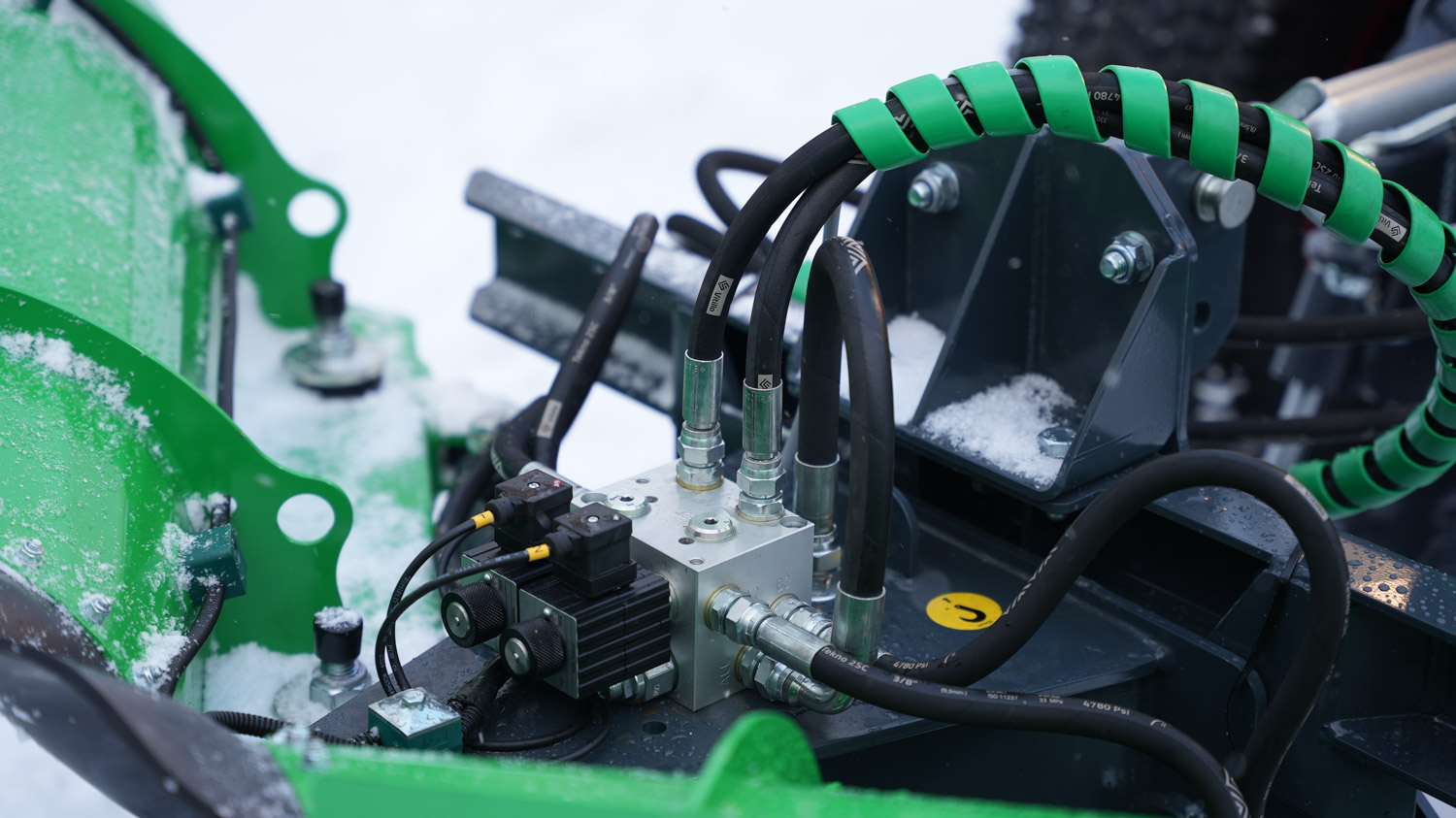 SAMI VL compact snow plough on a Kubota L2 tractor